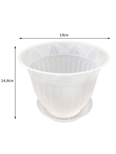 Цветочный горшок Виноград 1,6л прозрачный с поддоном 5PL0141