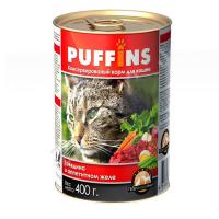Корм для кошек Пуффинс 400г ЖЕЛЕ говядина