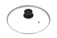 Крышка стеклянная D20см с ручкой, метал.обод, паровыпуск, низ 