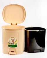 Ведро 11л для мусора с педалью бежевый 020211