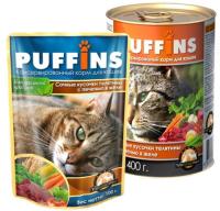 Корм для кошек Пуффинс 415г ЖЕЛЕ телятина/печень