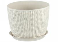 Кашпо ВЯЗАНИЕ 4,5л белый ротанг М3122
