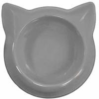 Миска одинарная пластик д/кошек Кошка 250мл серая/2233/Дарэлл