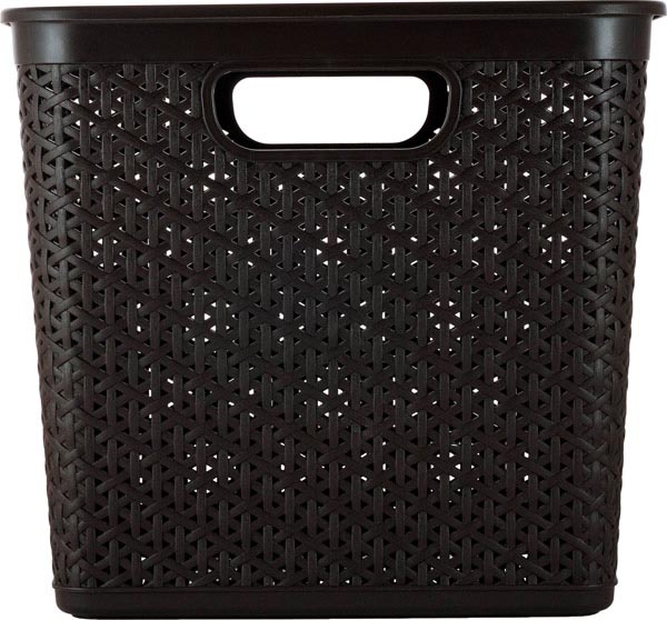 Корзина д/хранения Keeplex Rattan 21л с крышкой квадрат. темный каштан KL1305 /6шт/ПР