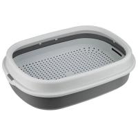 Туалет д/кошек ЛЯ-МУРР с низким бортом и сеткой 48*35,5см смоки /М1833/М-пластика