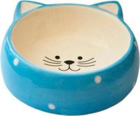 Миска керамика Мордочка кошки голубая горох 12,5*4см 180мл