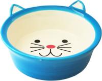 Миска керамика Мордочка кошки голубая бордовая 12,5*12,5*4,4см 120мл