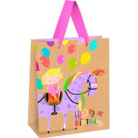 Пакет подарочный 18*23*10см "Happy Birthday. Unicorn" крафт MESHU/MS_51733/Рельеф
