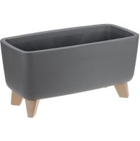 Кашпо ФЛОРИАН овал низкий D390 4,2л графитовый с вставкой М3271 /6шт/М-пласт 