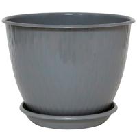 Цветочный горшок Корсика 1,8л серый муссон с поддоном 5PL0293