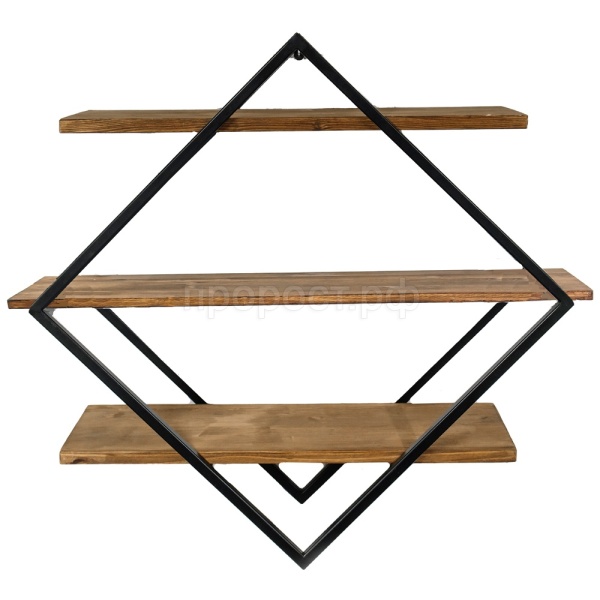 Подставка (каркас) ЛОФТ настенная на 3полки РОМБ 51-04 черная 71*23*71см РЗДИ