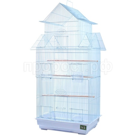 Клетка д/птиц N1 ДКп608А 47*36*100см  укомплектованная три домика белая/4шт/Евро