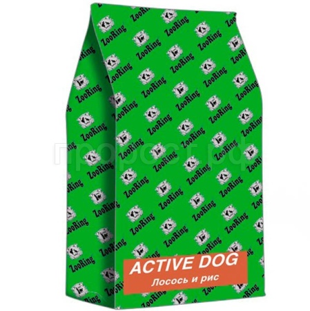 Корм для собак ZooRing Active лосось и рис для активных собак средних и крупных пород 20кг