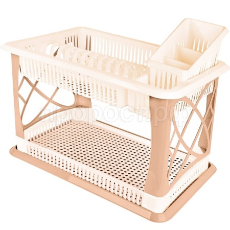 Сушилка д/посуды Plast Team с под. 2-ярусн. с сушилкой д/ст.приборов шоколадный мокко PT1558 /1шт/ПТ