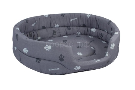 Лежанка овальная стеганая поролоновая хлопок серая 53*42*16/9142сер