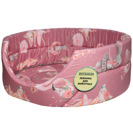 Лежанка овальная стеганая поролоновая хлопок ЗОО МИКС 52*46*20см/DONBARON